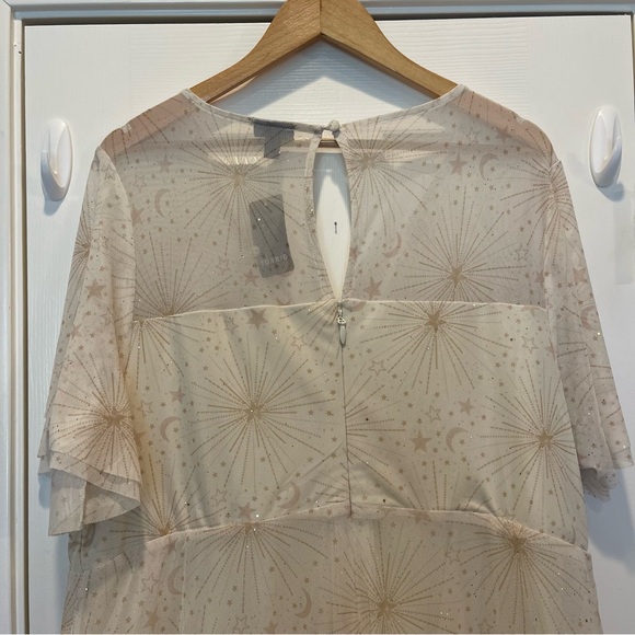 Torrid Midi Dress Plus Sz 20 Cosmic Stars Moon Flutter Sleeve Mesh Fairy Whimsy - Picture 5 of 11